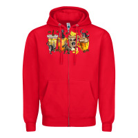 Red monkey coffee cups Zipper Hoodie - texasbilliewilder