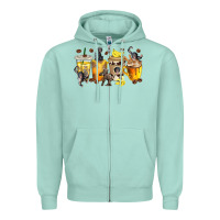 Seafoam monkey coffee cups Zipper Hoodie - texasbilliewilder