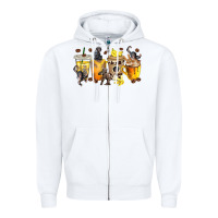 White monkey coffee cups Zipper Hoodie - texasbilliewilder