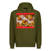 Army Green ladybug sunflower Premium Hoodie - BarkalooDesign