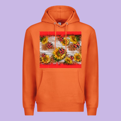 Ladybug Sunflower Premium Hoodie Designed By Barkaloodesign