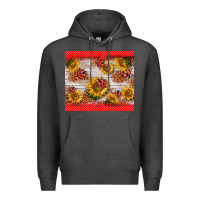 Charcoal Heather ladybug sunflower Premium Hoodie - BarkalooDesign