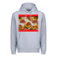 Heather Grey ladybug sunflower Premium Hoodie - BarkalooDesign