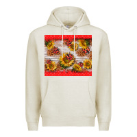 Oatmeal Heather ladybug sunflower Premium Hoodie - BarkalooDesign