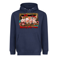 Navy merry pig mas Heavyweight Hoodie - RanaPortraitStore