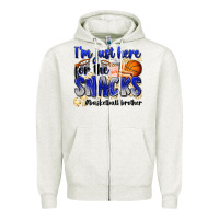 Oatmeal Heather i'm just here for the snacks #basketball brother Zipper Hoodie - Zillion Design Studio
