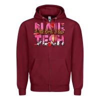Burgundy nail tech Zipper Hoodie - texasbilliewilder