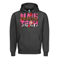 Charcoal Heather nail tech Zipper Hoodie - texasbilliewilder