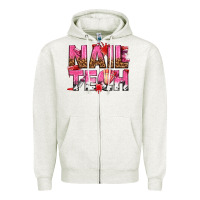 Oatmeal Heather nail tech Zipper Hoodie - texasbilliewilder