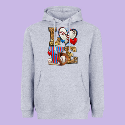Love Baseball Heavyweight Hoodie Designed By Zillion Design Studio