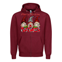 Burgundy merry christmas gnomies Zipper Hoodie - Zillion Design Studio