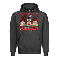Charcoal Heather merry christmas gnomies Zipper Hoodie - Zillion Design Studio