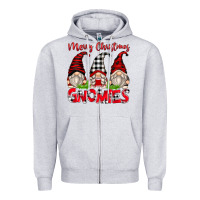 Heather Grey merry christmas gnomies Zipper Hoodie - Zillion Design Studio