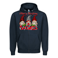 Navy merry christmas gnomies Zipper Hoodie - Zillion Design Studio