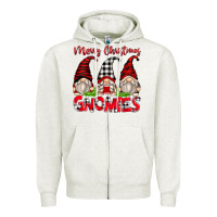 Oatmeal Heather merry christmas gnomies Zipper Hoodie - Zillion Design Studio