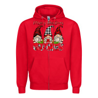 Red merry christmas gnomies Zipper Hoodie - Zillion Design Studio