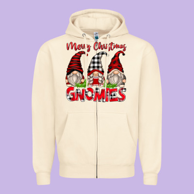 Merry Christmas Gnomies Zipper Hoodie Designed By Zillion Design Studio
