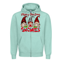 Seafoam merry christmas gnomies Zipper Hoodie - Zillion Design Studio