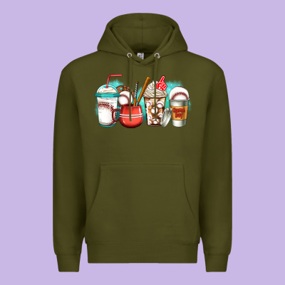 Baseball Coffee Cups Premium Hoodie Designed By Jasminsmagicworld