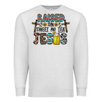 Oatmeal Heather raised on sweet and tea jesus Premium Sweatshirt - CowhideDigitalArt