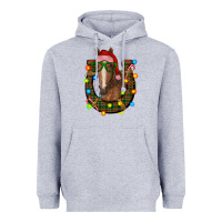 Heather Grey christmas horseshoe with horse Heavyweight Hoodie - RanaPortraitStore