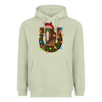 Matcha christmas horseshoe with horse Heavyweight Hoodie - RanaPortraitStore