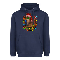 Navy christmas horseshoe with horse Heavyweight Hoodie - RanaPortraitStore