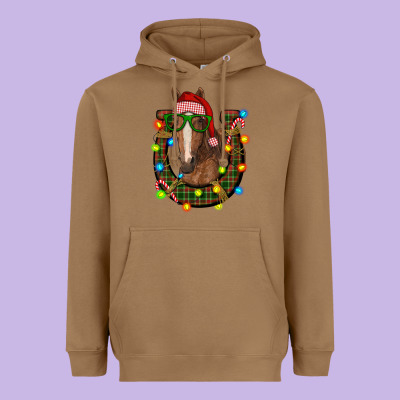 Christmas Horseshoe With Horse Heavyweight Hoodie Designed By Ranaportraitstore