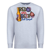 Heather Grey red white beer and boozed Premium Sweatshirt - CowhideDigitalArt