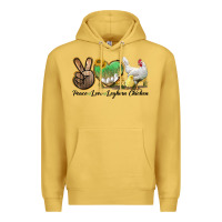 Antique Gold Peace Love Leghorn Chicken Premium Hoodie - LillyAllenDesigns