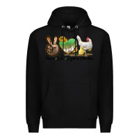 Black Peace Love Leghorn Chicken Premium Hoodie - LillyAllenDesigns