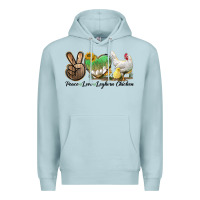 Blue Mist Peace Love Leghorn Chicken Premium Hoodie - LillyAllenDesigns