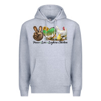 Heather Grey Peace Love Leghorn Chicken Premium Hoodie - LillyAllenDesigns