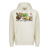 Oatmeal Heather Peace Love Leghorn Chicken Premium Hoodie - LillyAllenDesigns
