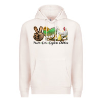Pale Pink Peace Love Leghorn Chicken Premium Hoodie - LillyAllenDesigns