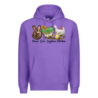 Purple Peace Love Leghorn Chicken Premium Hoodie - LillyAllenDesigns