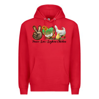 Red Peace Love Leghorn Chicken Premium Hoodie - LillyAllenDesigns
