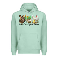 Seafoam Peace Love Leghorn Chicken Premium Hoodie - LillyAllenDesigns