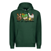 Sports Green Peace Love Leghorn Chicken Premium Hoodie - LillyAllenDesigns