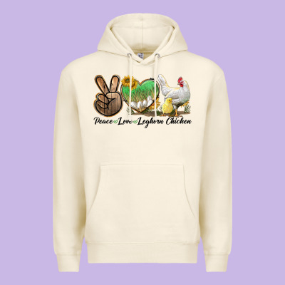 Peace Love Leghorn Chicken Premium Hoodie Designed By Lillyallendesigns