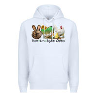 White Peace Love Leghorn Chicken Premium Hoodie - LillyAllenDesigns