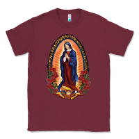 Burgundy Our Lady Of Guadalupe Classic Tee - RanaPortraitStore