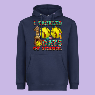 I Tackled 100 Days Of School Softball Heavyweight Hoodie Designed By Zillion Design Studio