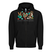 Black peace love australian shepherd Zipper Hoodie - texasbilliewilder