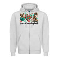 Dove Grey peace love australian shepherd Zipper Hoodie - texasbilliewilder