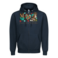 Navy peace love australian shepherd Zipper Hoodie - texasbilliewilder