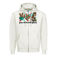 Oatmeal Heather peace love australian shepherd Zipper Hoodie - texasbilliewilder