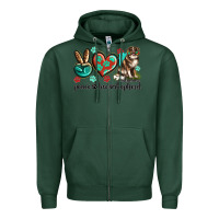 Sports Green peace love australian shepherd Zipper Hoodie - texasbilliewilder