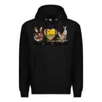Black Peace Love Kangaroo Premium Hoodie - LillyAllenDesigns