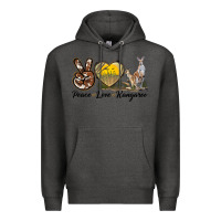 Charcoal Heather Peace Love Kangaroo Premium Hoodie - LillyAllenDesigns